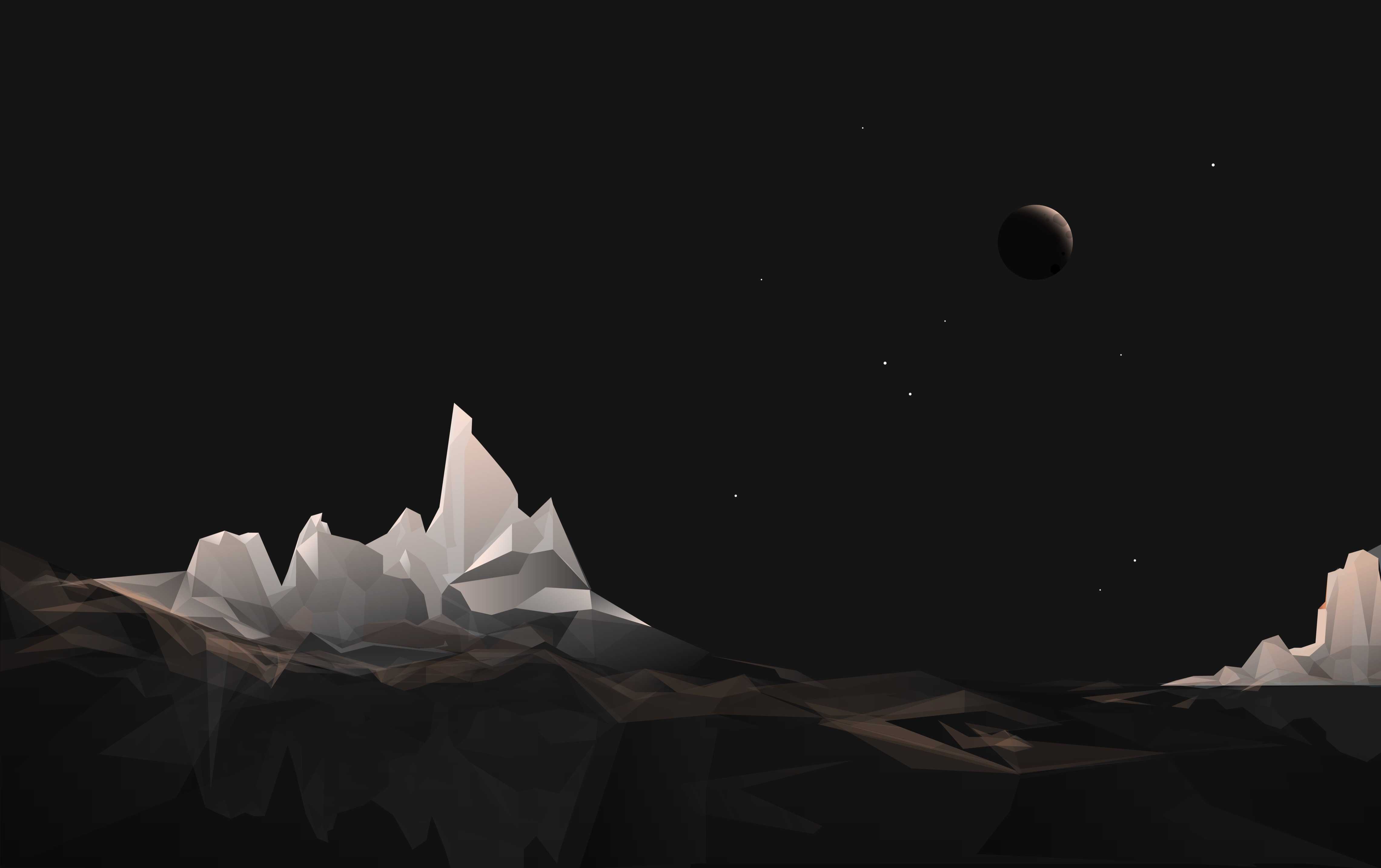 Mountain and moon at night
